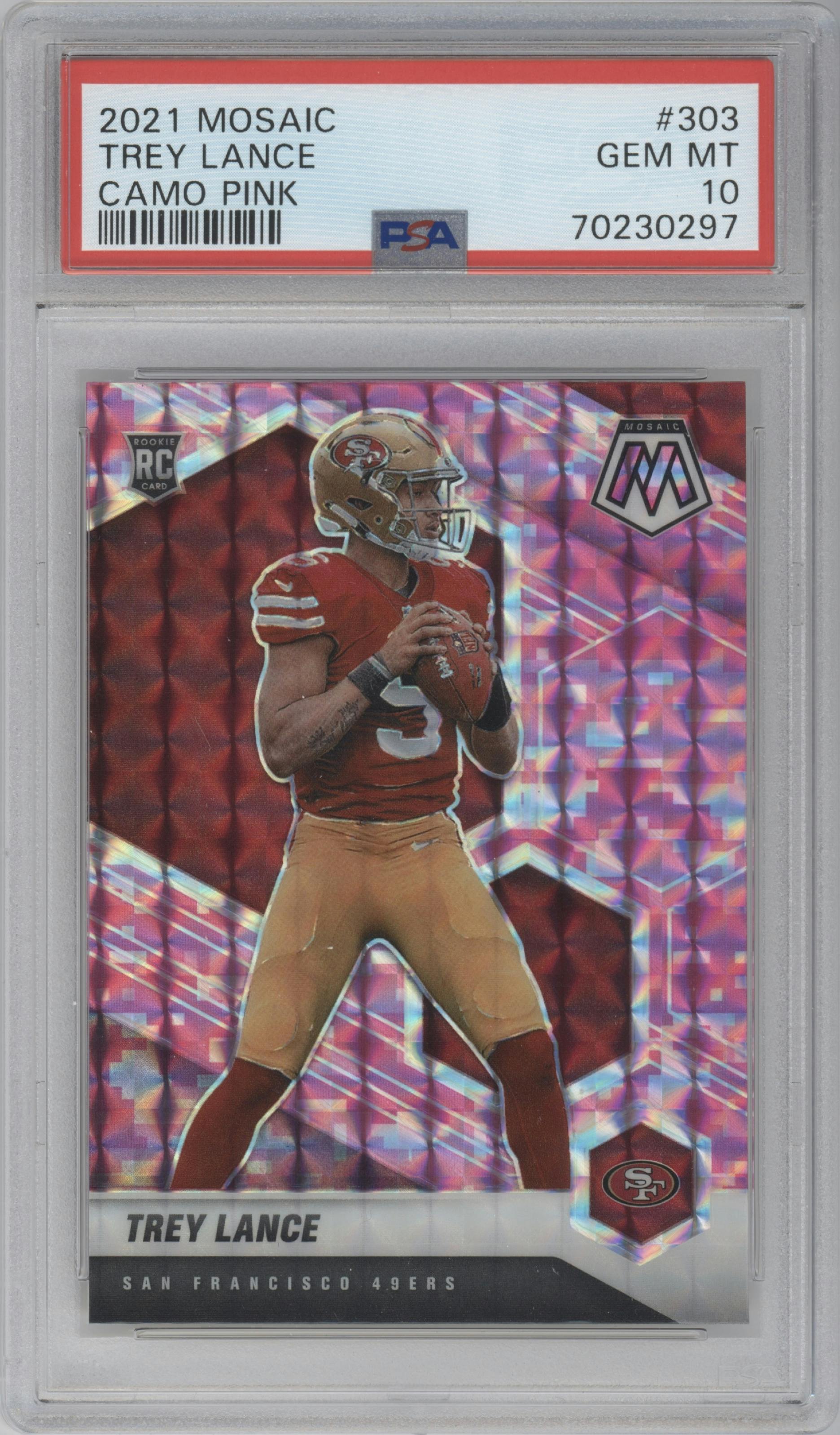 2021 Panini Mosaic popular Trey Lance Camo Pink PSA 10 Gem Mint Rookie