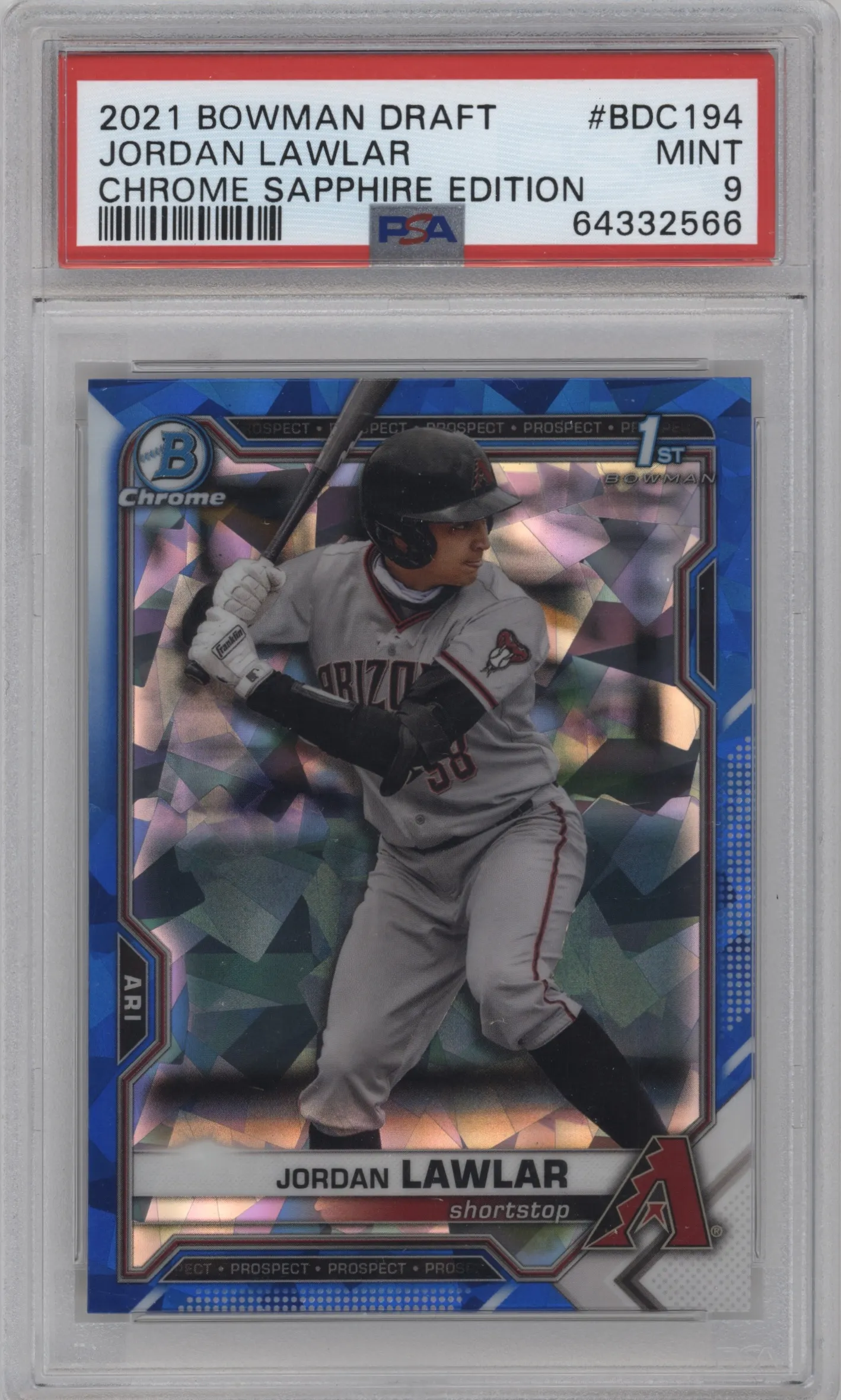 2021 Bowman Draft Sapphire Edition Chrome Jordan Lawlar #BDC-194 PSA 9
