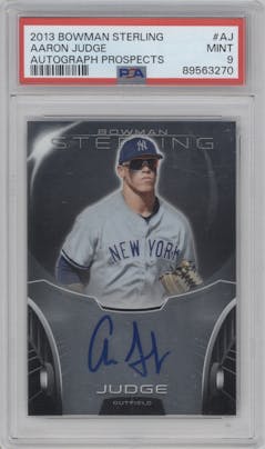 Aaron Judge from the 2013 Bowman Sterling set graded by PSA and given an overall grade of 9.