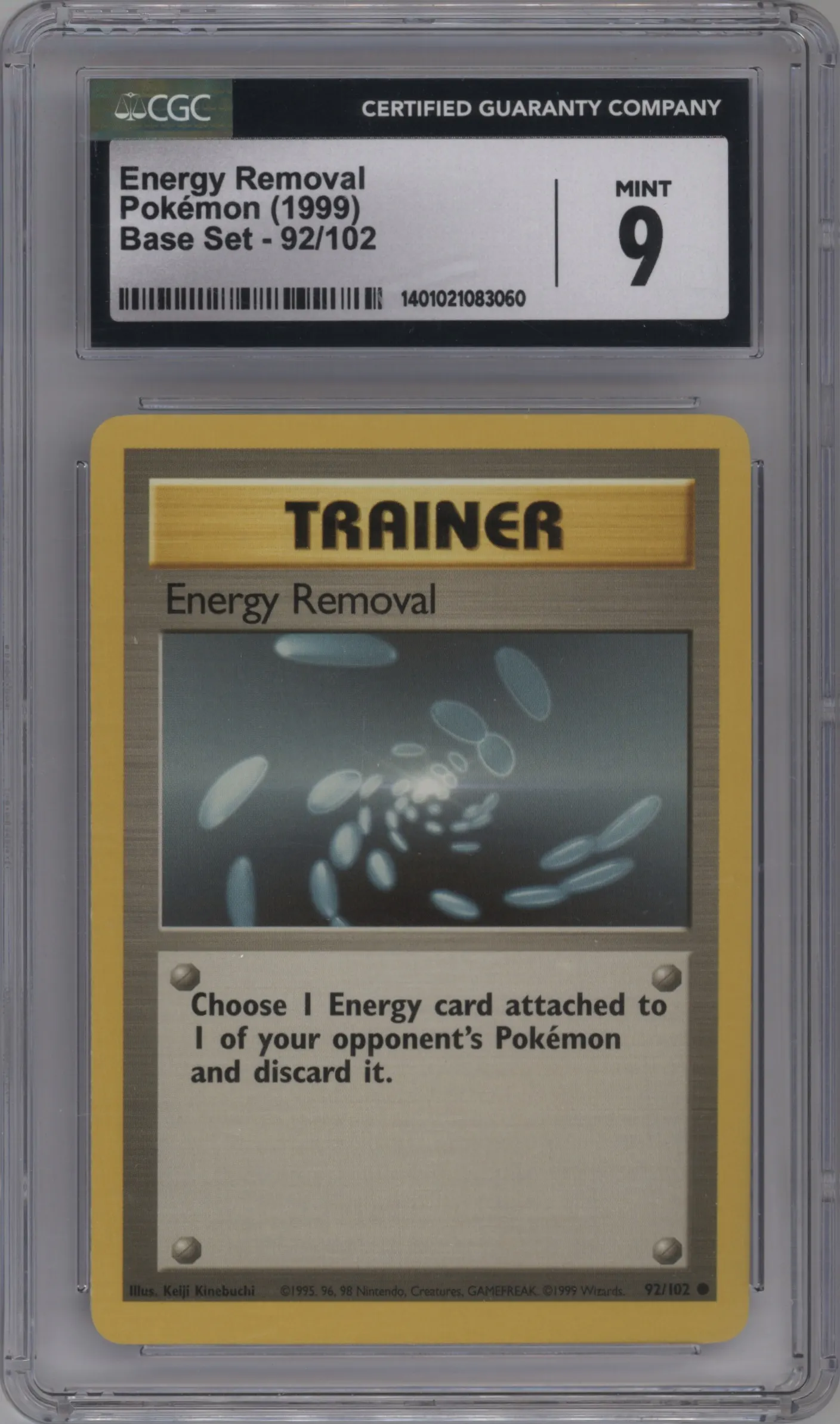 1999 Pokemon Base Set Energy Removal #92 CGC 9