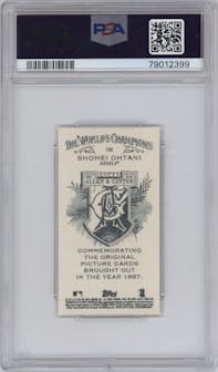 Shohei Ohtani from the 2018 Topps Allen & Ginter set featuring a Mini A&G Logo Back parallel graded by PSA and given an overall grade of 10.
