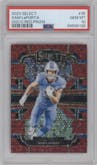 Sam LaPorta from the 2023 Panini Select set featuring a Disco Red parallel graded by PSA and given an overall grade of 10.