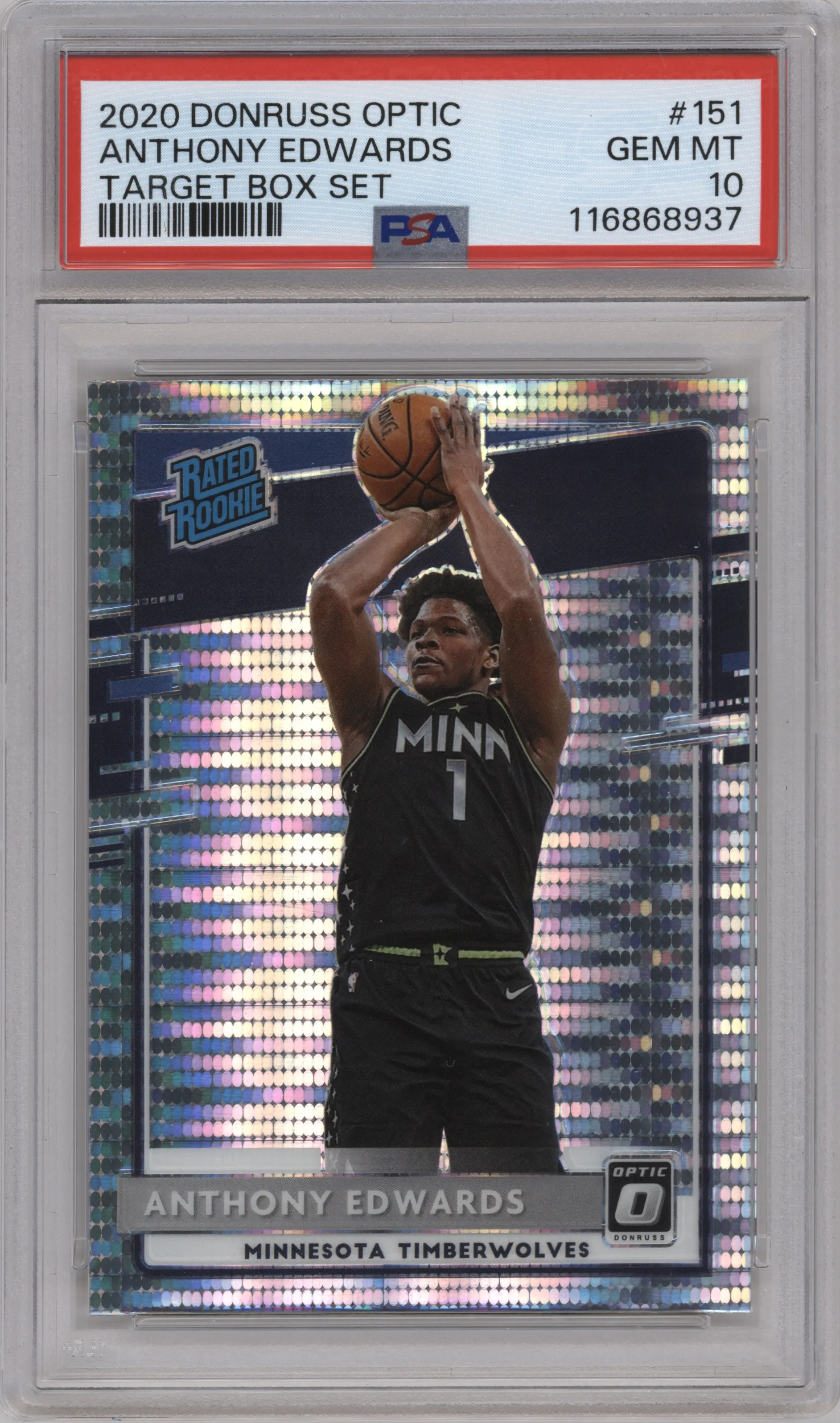 2020 Panini Donruss Optic Rated Rookie Anthony Edwards Target Box Set #151 PSA 10
