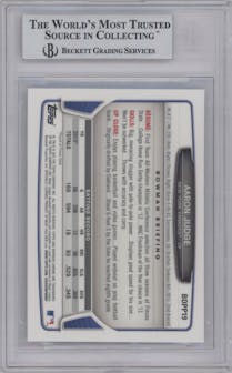 Aaron Judge from the 2013 Bowman Draft Picks & Prospects set graded by Beckett and given an overall grade of 9.