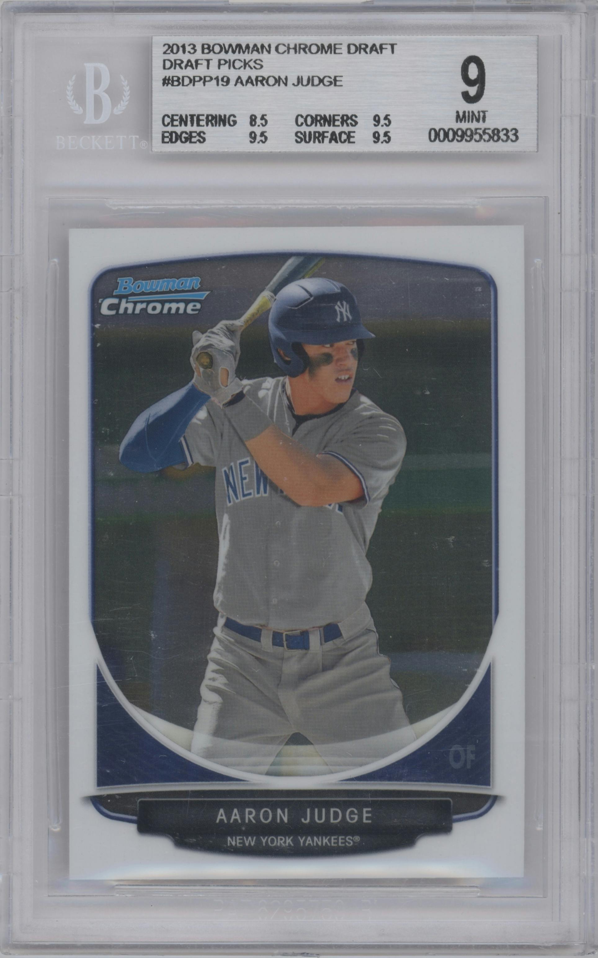 Aaron Judge from the 2013 Bowman Draft Picks & Prospects set graded by Beckett and given an overall grade of 9.