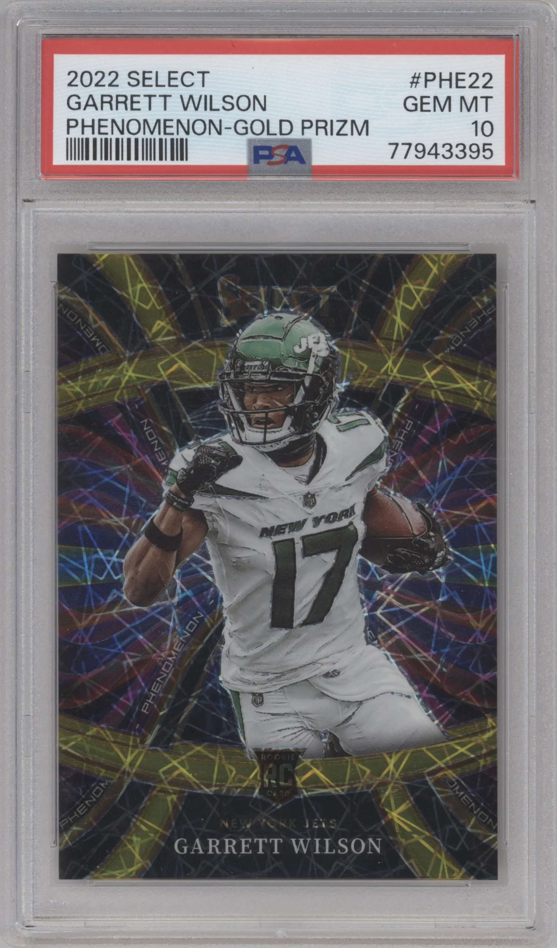 2022 Panini Select Phenomenon Garrett Wilson Gold Prizm #PHE-22 PSA 10