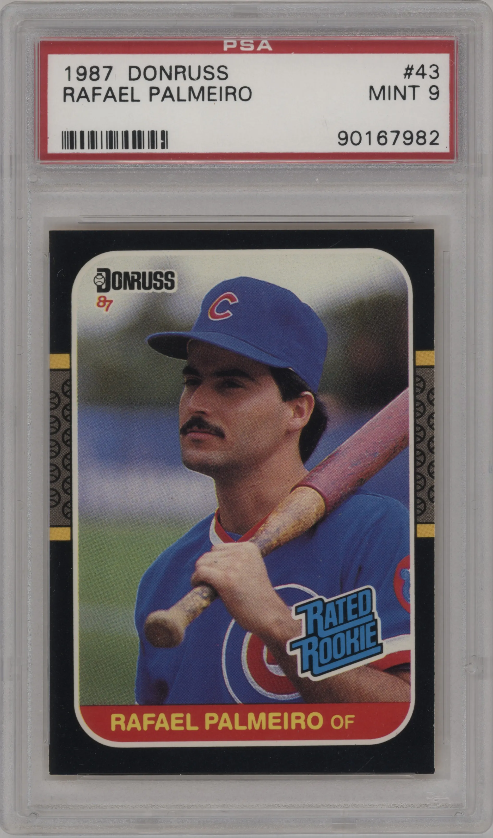 1987 Donruss Rated Rookie Rafael Palmeiro PSA 9
