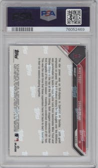 Mike Trout/Shohei Ohtani from the 2023 Topps Now set graded by PSA and given an overall grade of 10.