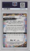 Junior Caminero  from the 2024 Topps Finest set featuring a Sky Blue Refractor parallel graded by PSA and given an overall grade of 9.