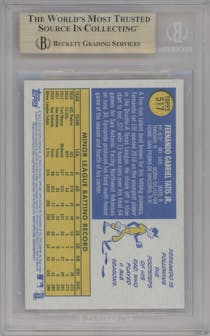 Fernando Tatis Jr. from the 2019 Topps Heritage HN set graded by Beckett and given an overall grade of 9.5.