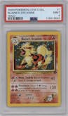 Blaine's Arcanine from the 2000 Pokemon GH set graded by PSA and given an overall grade of 9.