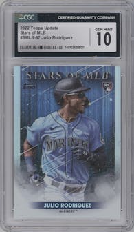 Julio Rodriguez from the 2022 Topps Update  set graded by CSG and given an overall grade of 10.