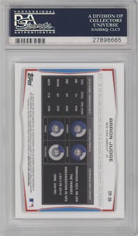 Aaron Judge from the 2014 Bowman Draft  set graded by PSA and given an overall grade of 10.