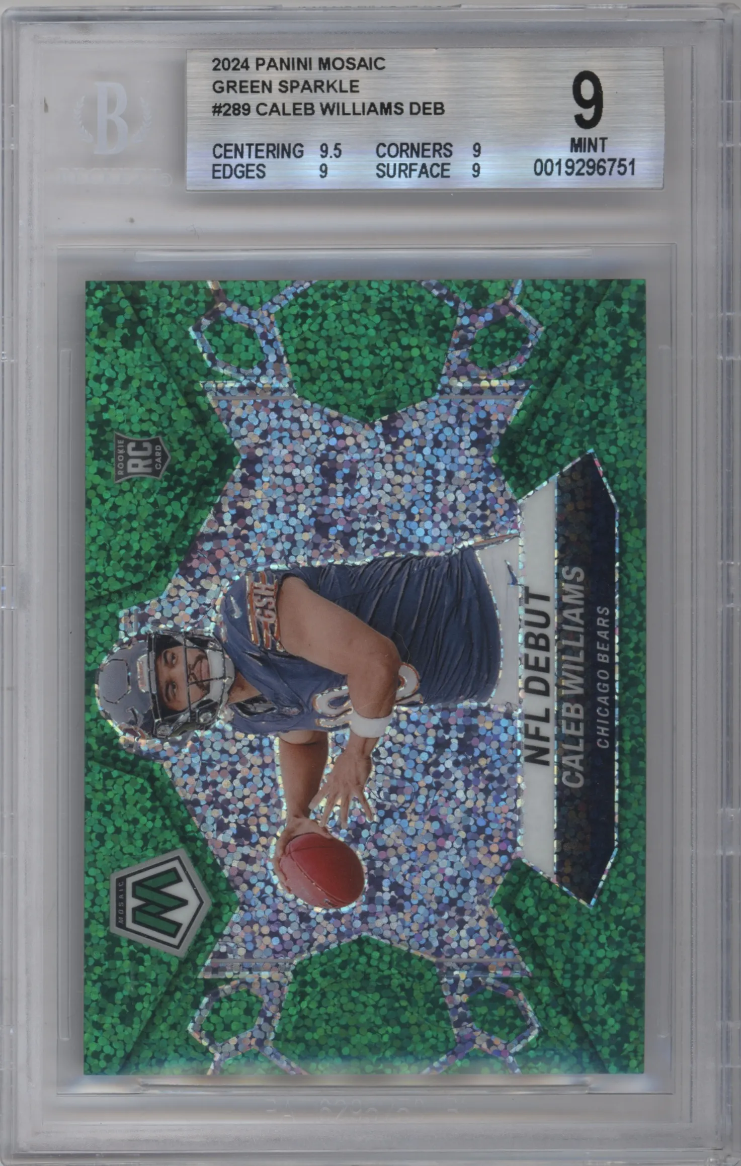 2024 Panini Mosaic Caleb Williams Green Sparkle #289 BGS 9