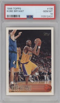 Kobe Bryant  from the 1996-97 Topps set graded by PSA and given an overall grade of 10.