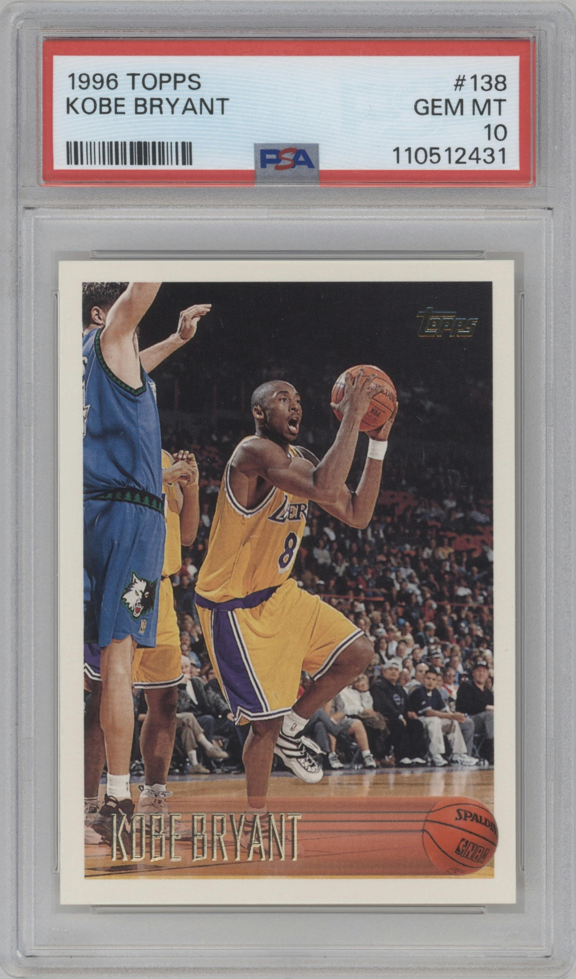 Kobe Bryant  from the 1996-97 Topps set graded by PSA and given an overall grade of 10.