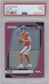 Bo Nix from the 2024 Panini Prizm set featuring a Pink Prizm parallel graded by PSA and given an overall grade of 9.