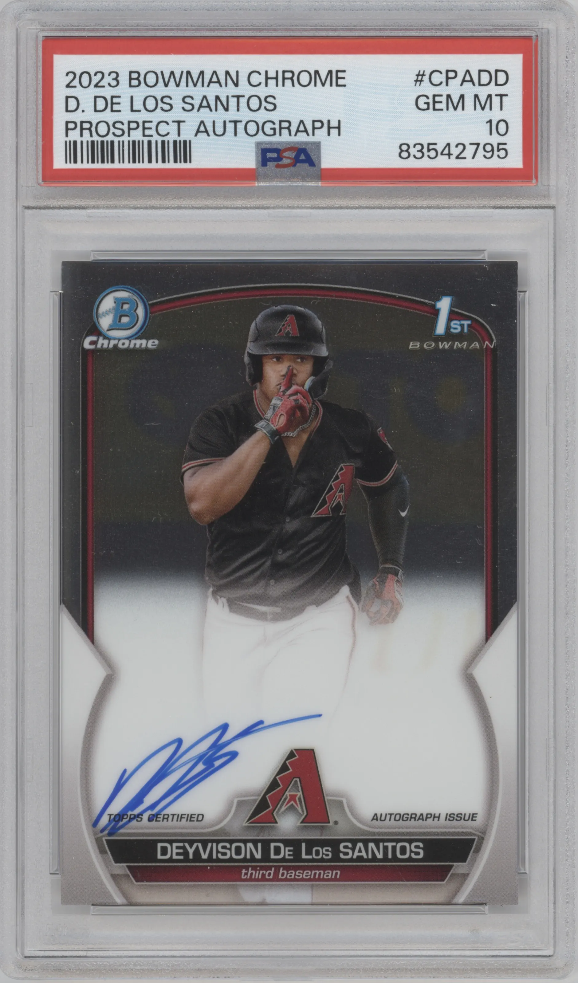 2023 Bowman Chrome Chr.Pros.Auto Deyvison De Los Santos PSA 10