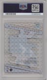 LeBron James from the 2020-21 Clearly Donruss set featuring a Mosaic parallel graded by PSA and given an overall grade of 10.