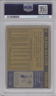Elgin Baylor from the 1971-72 Topps set graded by PSA and given an overall grade of 8.