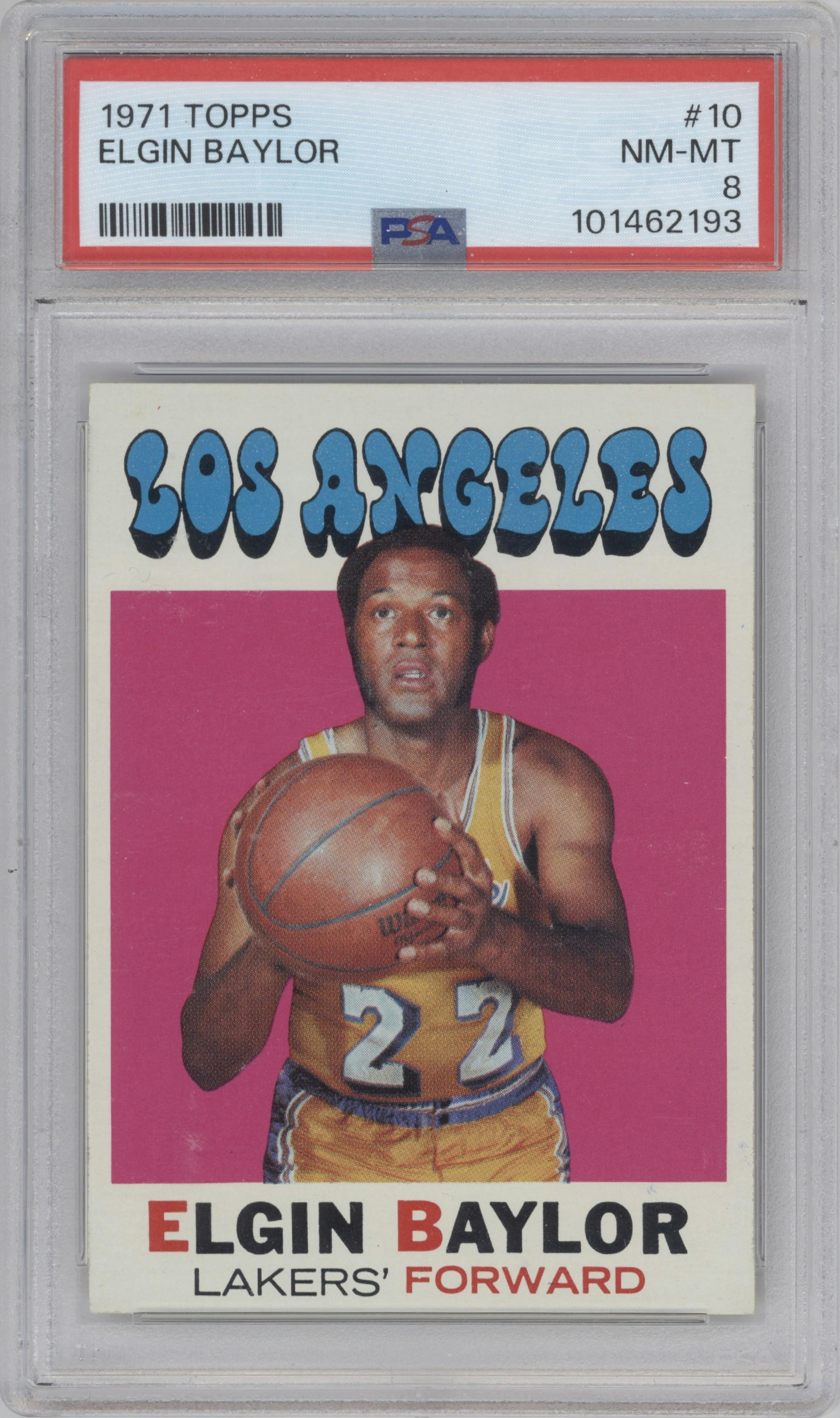 Elgin Baylor from the 1971-72 Topps set graded by PSA and given an overall grade of 8.