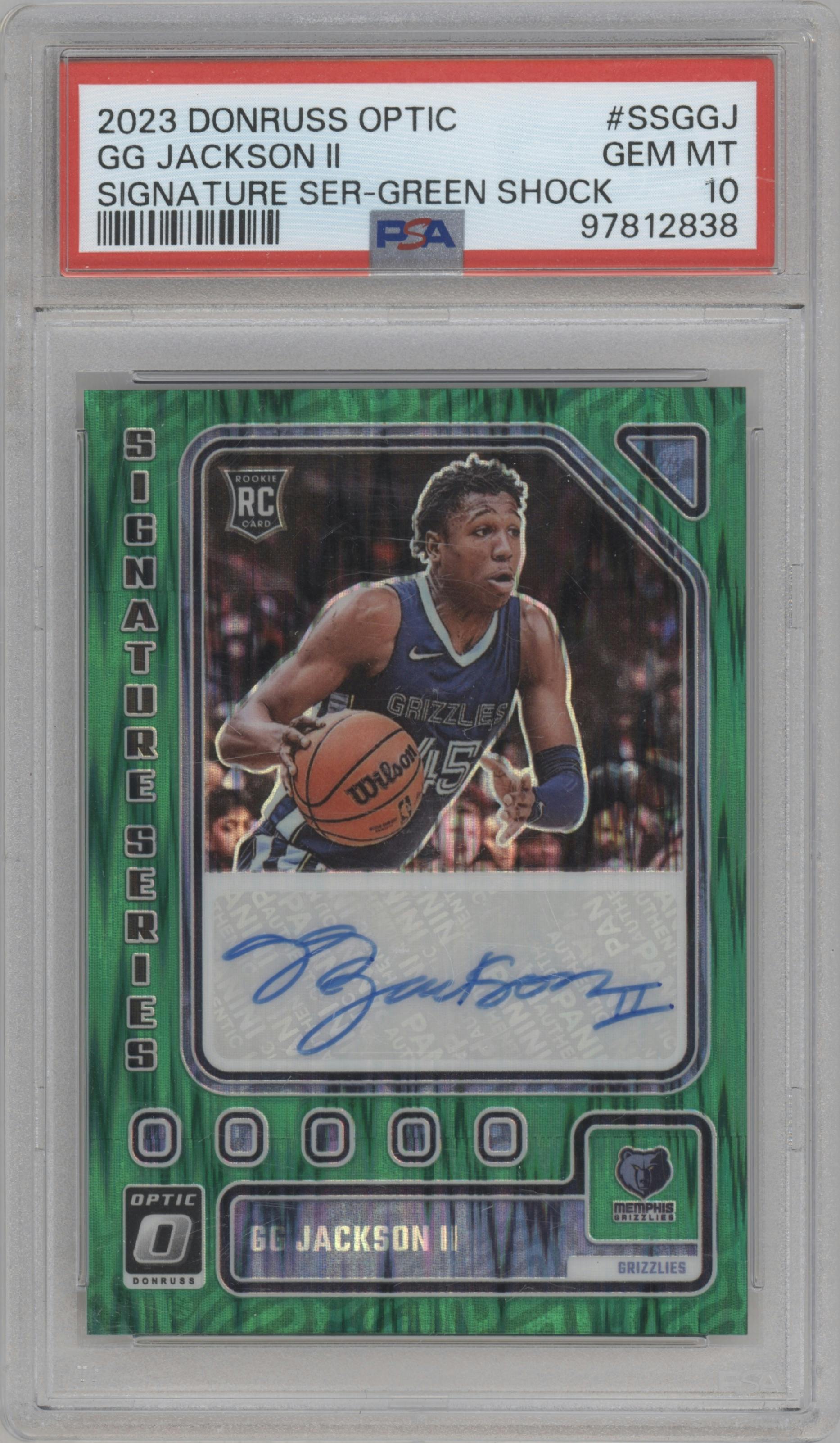 GG Jackson II  from the 2023-24 Donruss Optic set featuring a Green Shock parallel graded by PSA and given an overall grade of 10.