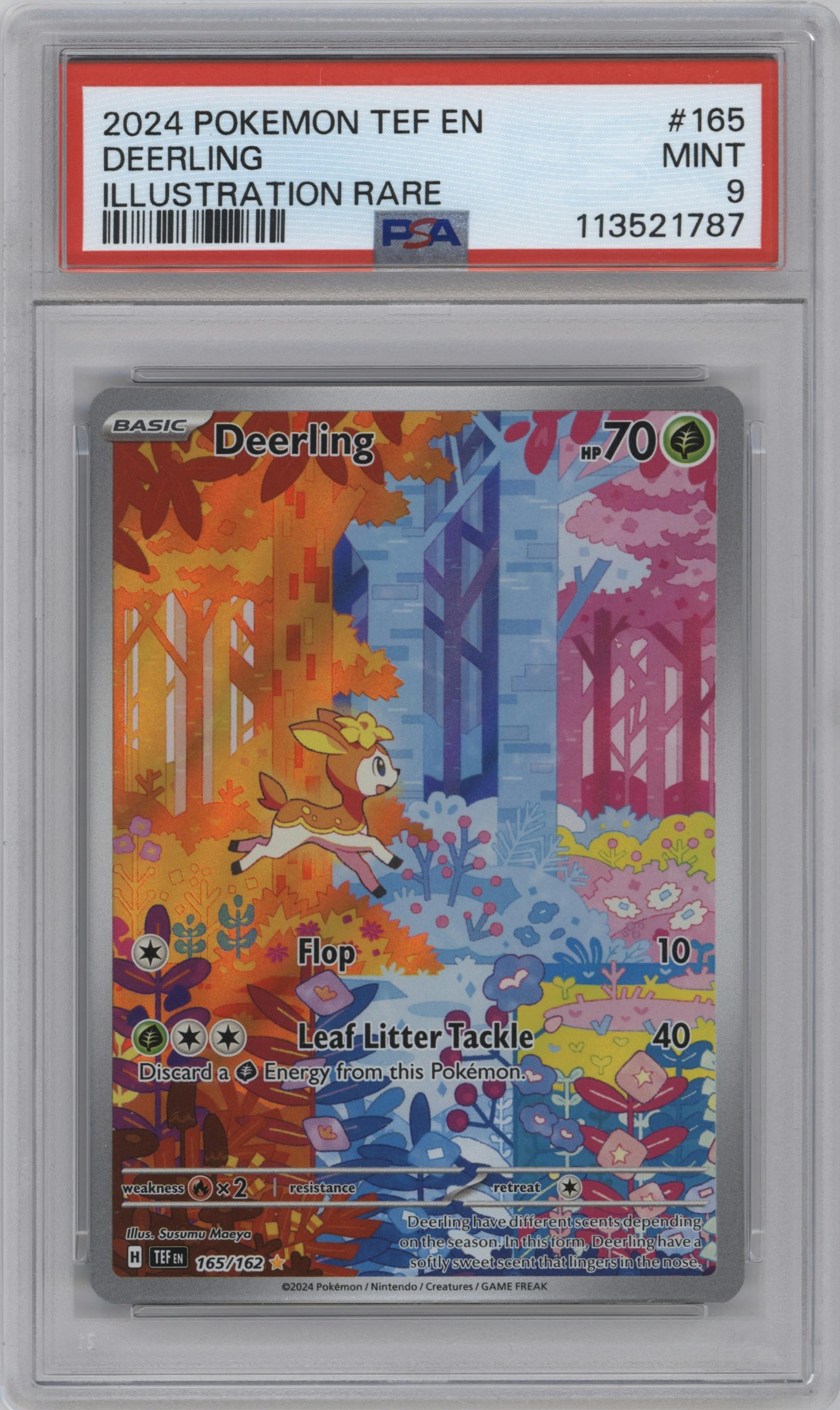 Deerling from the 2024 Pokemon SV set graded by PSA and given an overall grade of 9.