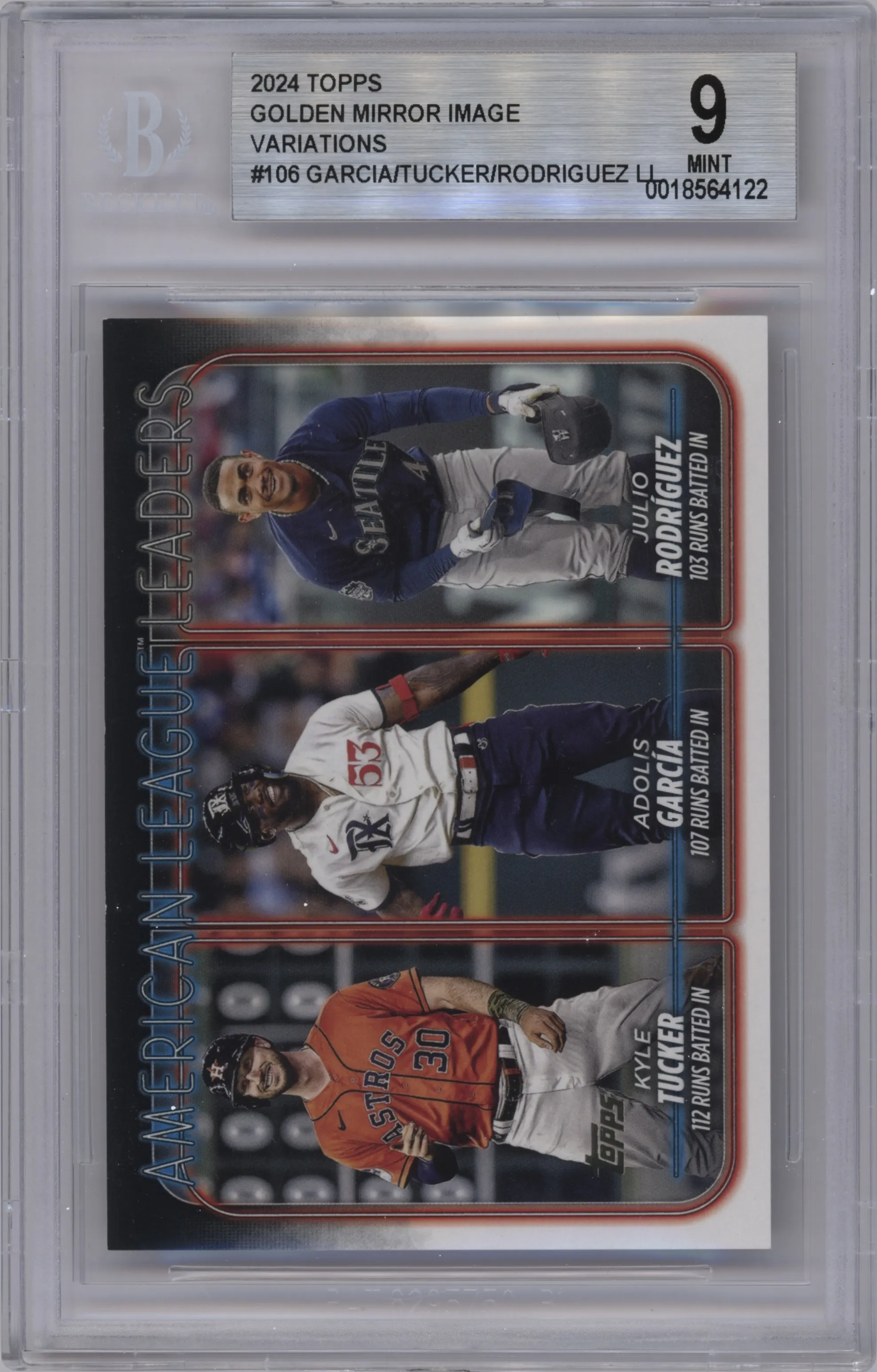2024 Topps Golden Mirror Kyle Tucker/Adolis Garcia/Julio Rodriguez BGS 9