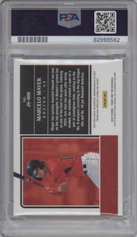 Marcelo Mayer from the 2023 Panini Three & Two set featuring a Red FOTL parallel graded by PSA and given an overall grade of 8.