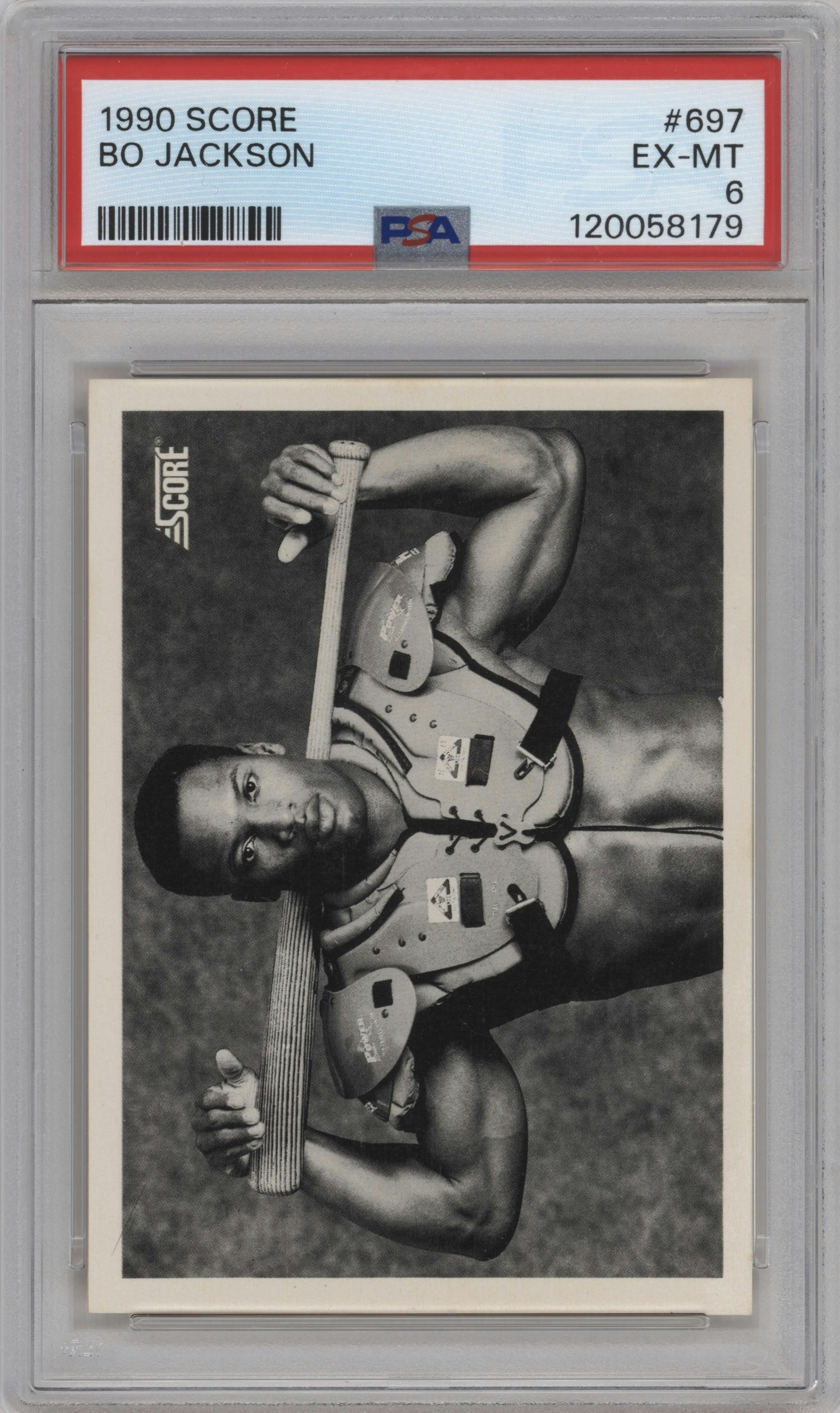 Bo Jackson  from the 1990 Score set graded by PSA and given an overall grade of 6.
