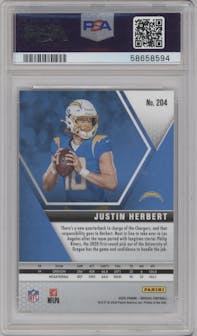 Justin Herbert from the 2020 Panini Mosaic set graded by PSA and given an overall grade of 10.