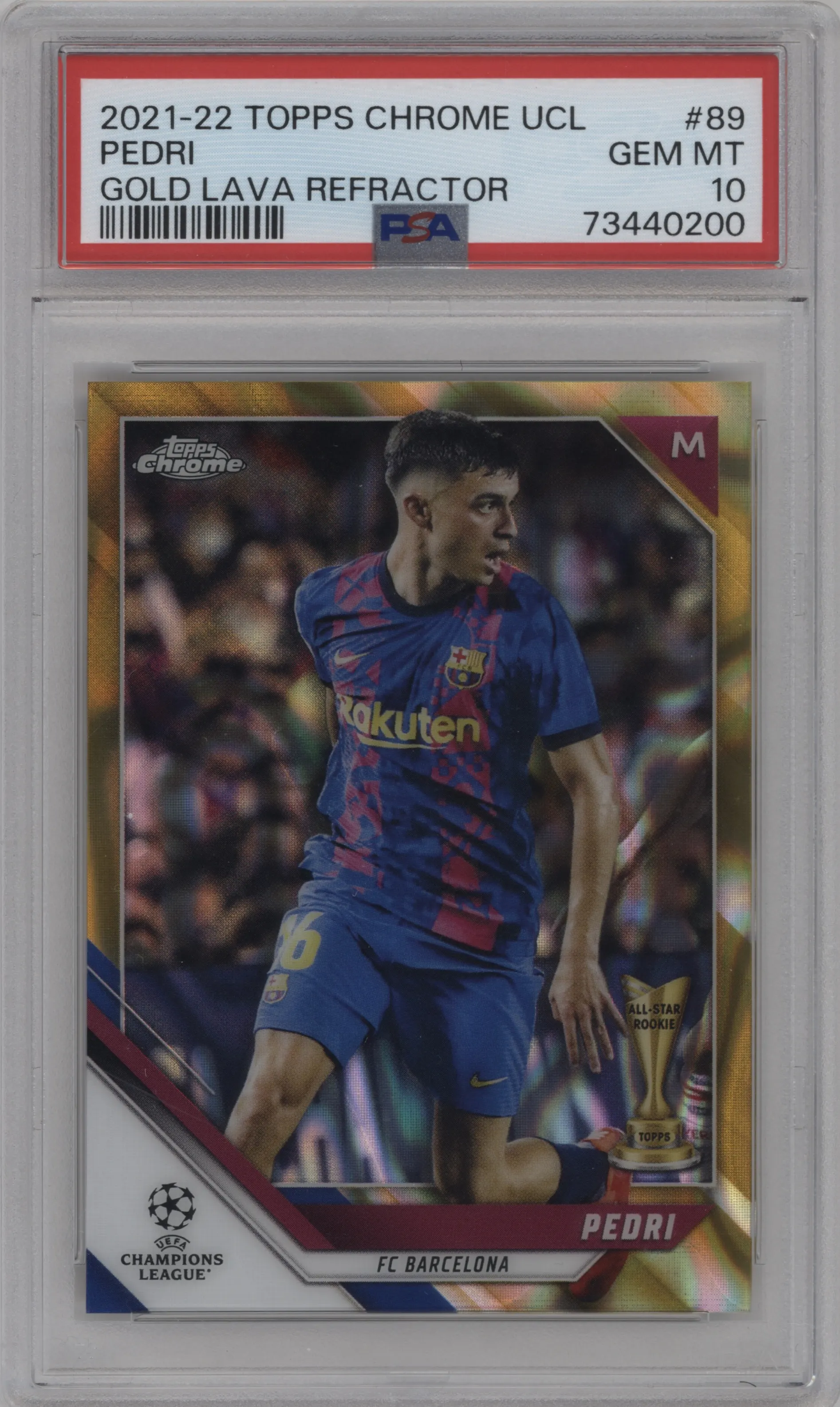2021 Topps Chrome UEFA Champions League Pedri Gold Lava Refractor #89 PSA 10