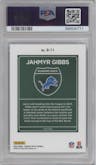 Jahmyr Gibbs from the 2023 Donruss Optic set graded by PSA and given an overall grade of 10.