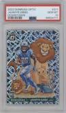 Jahmyr Gibbs from the 2023 Donruss Optic set graded by PSA and given an overall grade of 10.