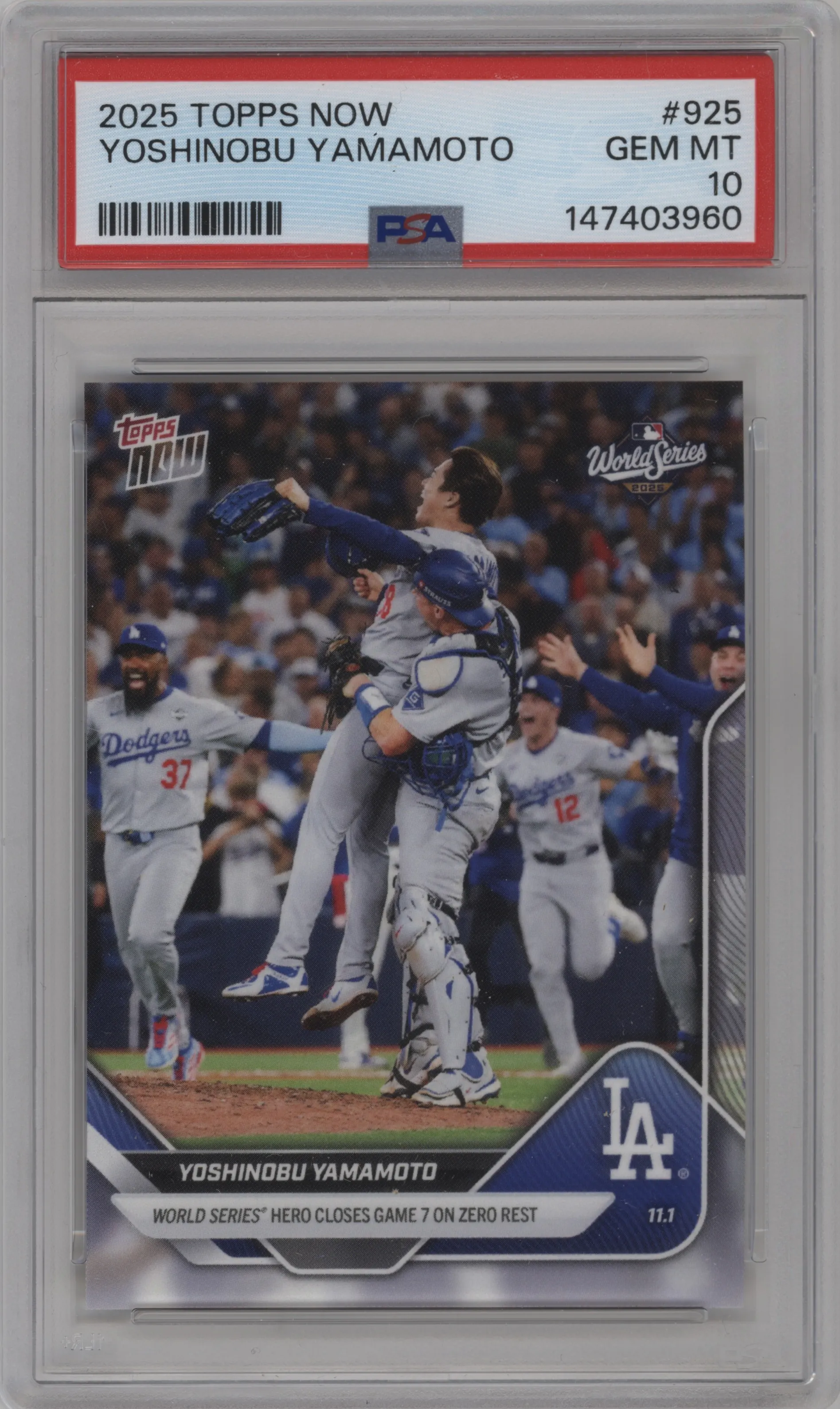 2025 Topps Now Yoshinobu Yamamoto PSA 10