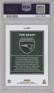Tom Brady from the 2020 Panini Donruss set graded by PSA and given an overall grade of 10.