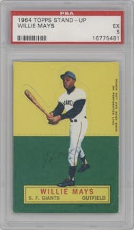 Willie Mays from the 1964 Topps Stand Ups set graded by PSA and given an overall grade of 5.
