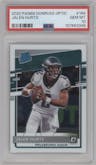 Jalen Hurts from the 2020 Panini Donruss Optic set graded by PSA and given an overall grade of 10.