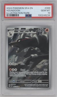 Houndoom from the 2024 Pokemon SV set graded by PSA and given an overall grade of 10.