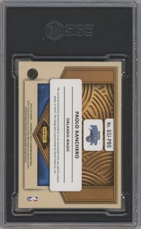 Paolo Banchero from the 2022-23 Panini Chronicles  set featuring a Prime parallel graded by SGC and given an overall grade of 8.