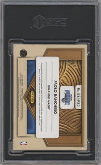 Paolo Banchero from the 2022-23 Panini Chronicles  set featuring a Prime parallel graded by SGC and given an overall grade of 8.