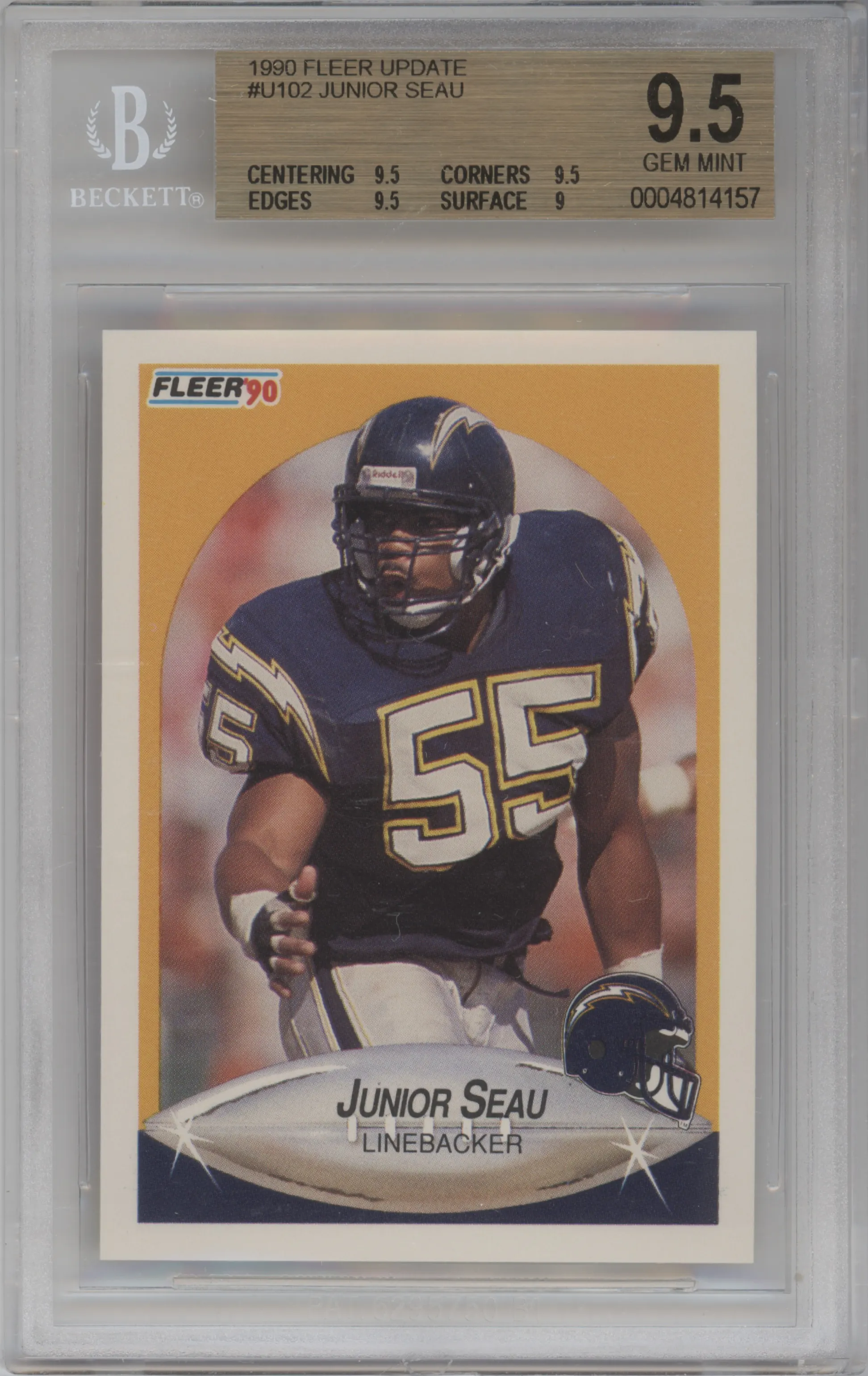 1990 Fleer Update Junior Seau BGS 9.5
