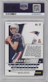 Drake Maye from the 2024 Panini Prizm set featuring a No Huddle parallel graded by PSA and given an overall grade of 9.