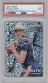 Drake Maye from the 2024 Panini Prizm set featuring a No Huddle parallel graded by PSA and given an overall grade of 9.