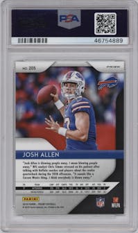 Josh Allen from the 2018 Panini Prizm set featuring a Green  Prizm parallel graded by PSA and given an overall grade of 10.