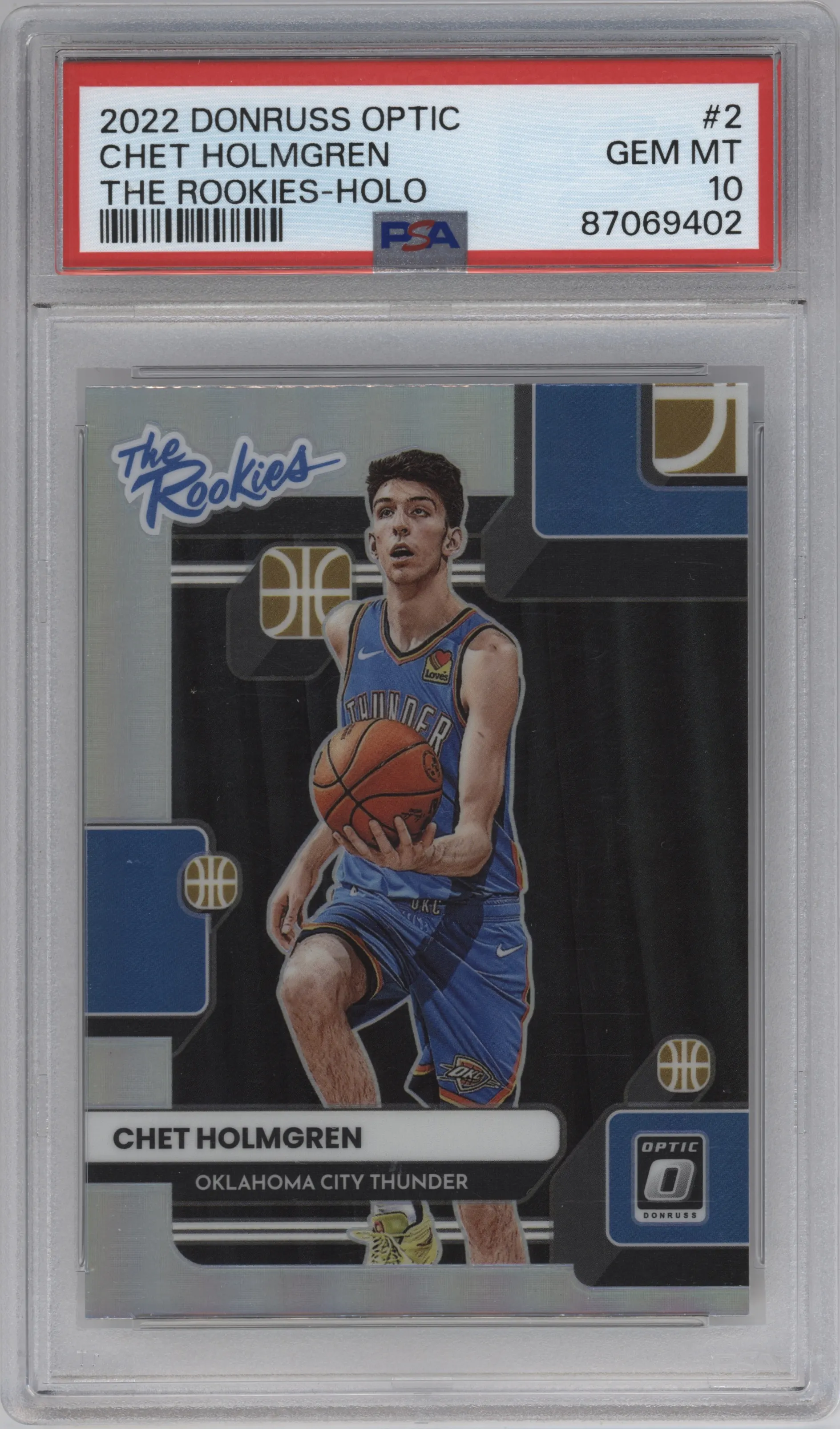 2022 Panini Donruss Optic The Rookies Chet Holmgren Holo #2 PSA 10