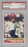 Carlton Fisk from the 1976 Topps set graded by PSA and given an overall grade of 8.
