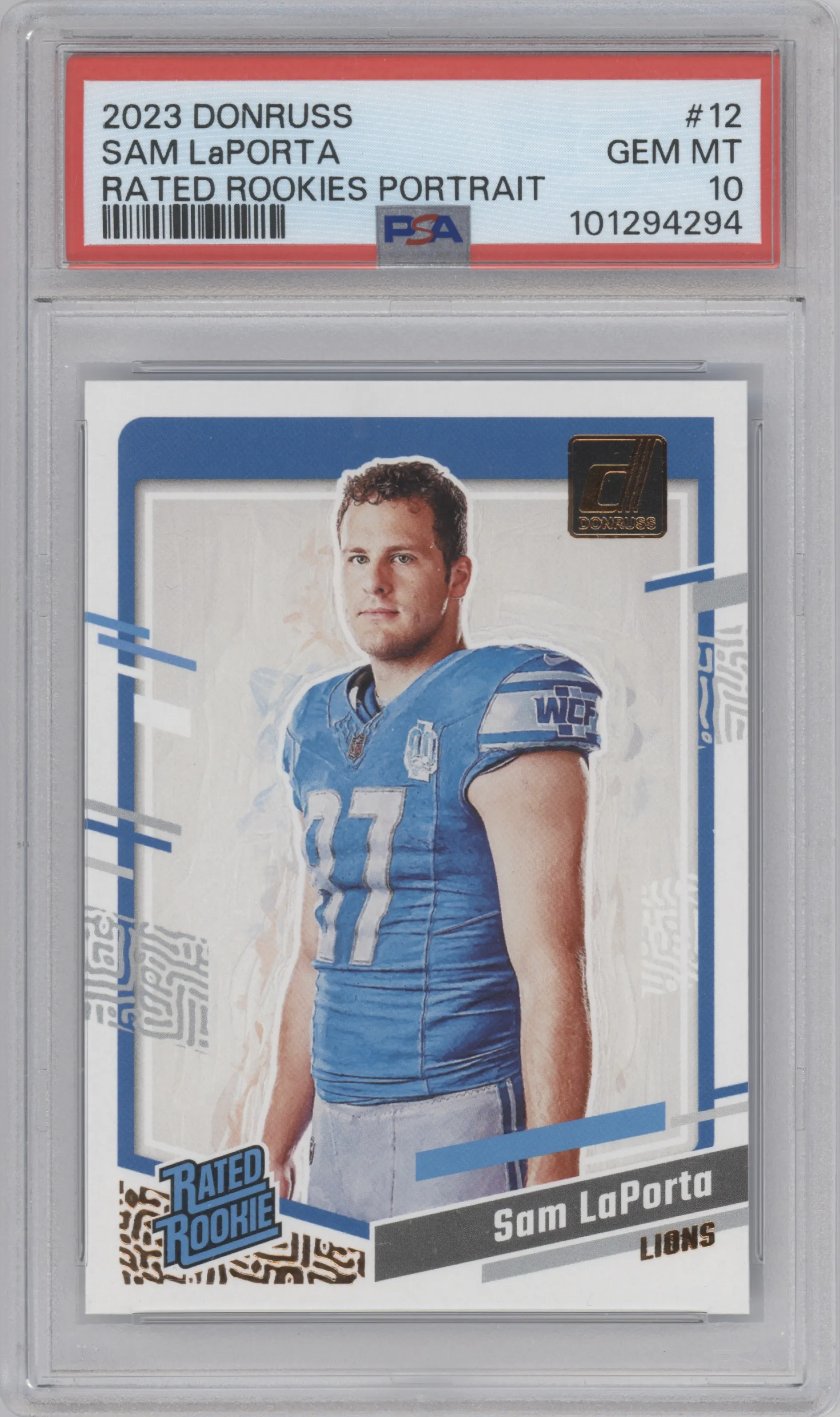2023 Panini Donruss Rtd.Rke.Portrait Sam LaPorta PSA 10