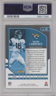 Trevor Lawrence from the 2021 Panini Absolute set graded by PSA and given an overall grade of 10.