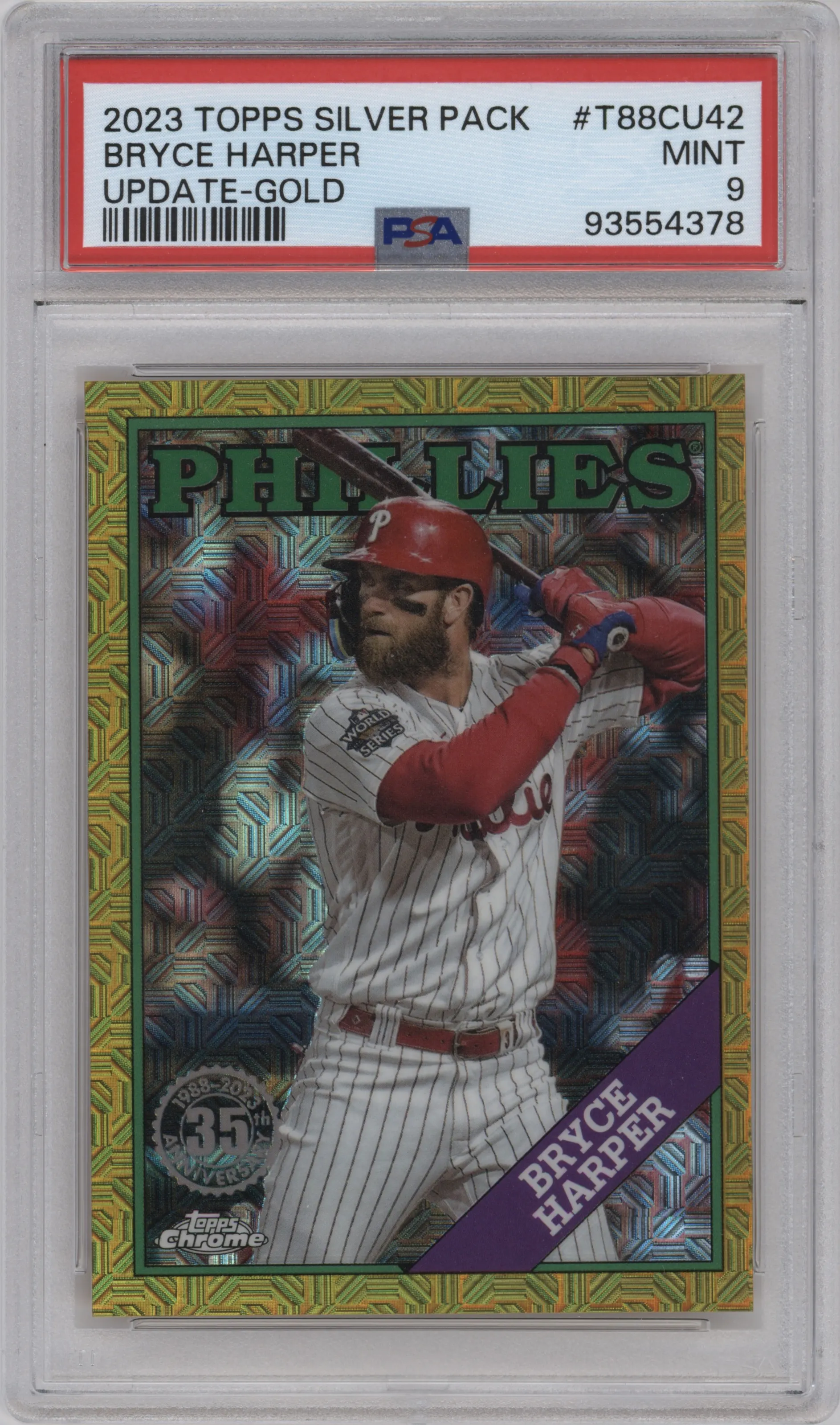 2023 Topps Silver Pack 1988 Topps Bryce Harper Gold #T88CU-42 PSA 9